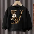 Pullover per bambini Disney Minnie lettera A B C D felpa con cappuccio girocollo abbigliamento