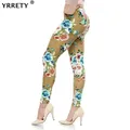 Yr"leggings da donna High Street Leggings in cotone Casual Leggings stampati floreali Graffiti moda