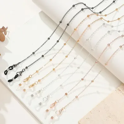 Boho Balls perline catene occhiali lunghi Chsin moda tracolla occhiali in metallo accessori per la