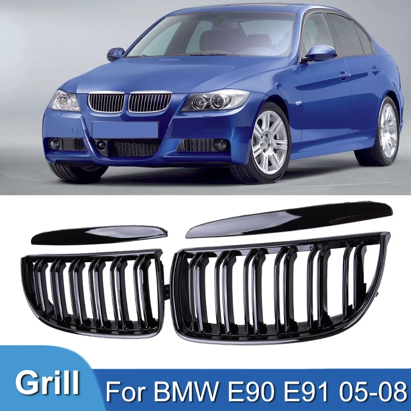 Pulleco Griglia Racing Grill Gloss Nero Auto Paraurti Anteriore Griglie Per BMW E90 E91 Serie 3 323I 328I 335I 330I 325I 05-08 ABS