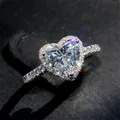 Anello a cuore Color argento di lusso per le donne gioielli di fidanzamento con anello nuziale in