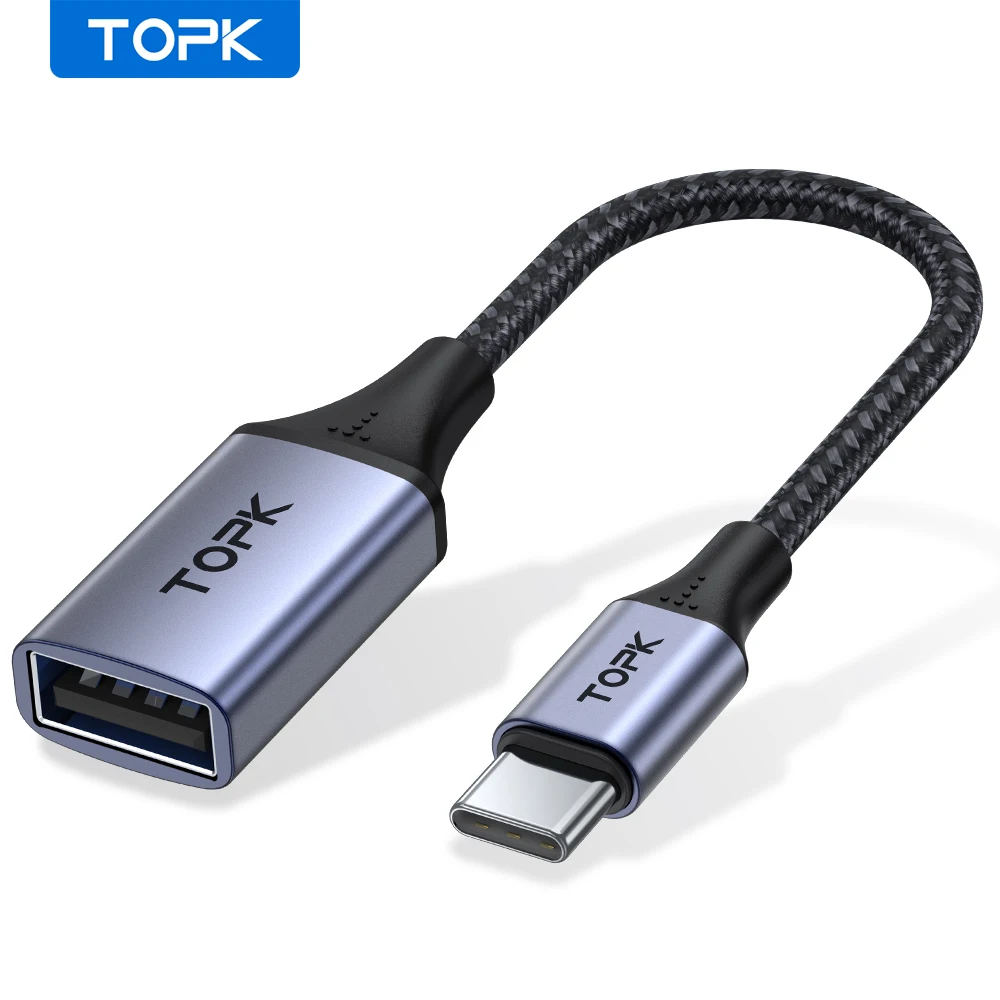 TOPK A10 USB C a USB A dapter Cavo OTG Tipo C Maschio a USB 2.0 Femmina Cavo Adattatore per MacBook Pro Samsung Tipo-C Adattatore