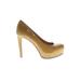 Gianni Bini Heels: Slip On Stiletto Cocktail Gold Print Shoes - Women's Size 6 1/2 - Round Toe