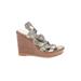 Coach Wedges: Silver Solid Shoes - Women's Size 7 1/2 - Open Toe