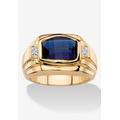 Men's Big & Tall Men'S 2.77 Tcw Created Blue Sapphire And Diamond Accent 18K Gold-Plated Ring by PalmBeach Jewelry in Blue (Size 8)