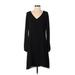 White House Black Market Casual Dress V-Neck Long sleeves: Black Solid Dresses - Women's Size 4