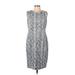 Calvin Klein Casual Dress - Sheath Crew Neck Sleeveless: Silver Snake Print Dresses - Women's Size 12