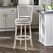 Lark Manor™ Ametra Swivel Counter & Bar Stool Wood/Upholstered in Gray/White | Bar Stool (29.96" Seat Height) | Wayfair