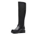 Clarks Women's Hearth Rae Knee High Boot, Black Leather, 5.5 UK Wide