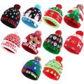 Blowata 10 PCS Light Up Christmas Knit Beanie Hat, Stylish Xmas Knitted Cap With 6 Colorful LED Lights for Adults Kids Gift Bulk Winter Snow Hat for Christmas Holiday Family Party Favor Supplies