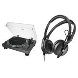 Audio-Technica Consumer AT-LP140XP Direct Drive Professional DJ Turntable Kit with Headphones AT-LP140XP-BK