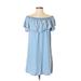 Zara Casual Dress - Shift: Light Blue Print Dresses - Women's Size X-Small