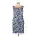 DressBarn Casual Dress - Mini Boatneck Sleeveless: Blue Floral Dresses - Women's Size 10