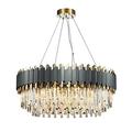 ZRWZZ Crystal Chandelier, E14 Pendant Lamp Glass, Modern Transparent Raindrop Designer Ceiling Hanging Lamps, Adjustable Height for Bedroom, Dining Room, Living Room (Color : Gray)