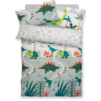 Kinderbettwäsche LÜTTENHÜTT "CUDDLEE", grün (dinosaurier), B/L: 135cm x 200cm, , Renforcé, B/L: 40cm x 80cm, Renforcu00e9, Obermaterial: 100% Baumwolle, Bettwäsche, in vielen Designs: Dino,Einhorn,Weltraum,Baustelle,Herz,Trecker,Safari Image