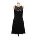 Vera Wang Casual Dress - A-Line Crew Neck Sleeveless: Black Solid Dresses - Women's Size 8