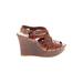 Gianni Bini Wedges: Brown Print Shoes - Women's Size 6 - Open Toe