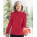 Appleseeds Women's Essential Cotton Long-Sleeve Solid Mockneck - Red - PXL - Petite