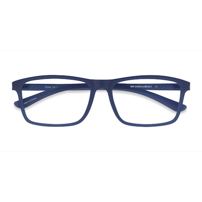 Unisex s rectangle Matte Blue Plastic Prescription eyeglasses - Eyebuydirect s Team