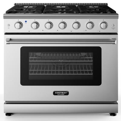 Costway 36 Inches Freestanding Natural Gas Range with 6 Burners Cooktop