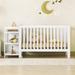 4-in-1 Convertible Crib and Changer Changing Table with Adjustble Height Full Size Toddler Bed and Converts Daybed