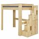 Pack lit mezzanine avec bureau et matelas bois massif 90x190 cm