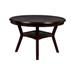 Gale 47 Inch Round Dining Table, Open Shelf, Curved Legs, Dark Brown Wood