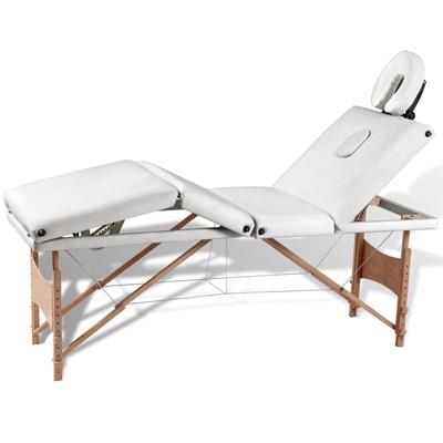 vidaXL Blue Foldable Massage Table 4 Zones with Wooden Frame