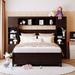 Espresso Wooden Full Size Murphy Bed w/ All-in-One Cabinet & Drawers
