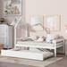 Twin Size Daybed w/ Pull-out Trundle Bed, House-shaped Headboard Bed, Modern Platform Bed Frame with Guardrails for Boys Girls