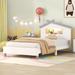 Solid Wood Platform Bed with House-shaped Headboard, Twin Size Platform Bed with Motion Activated Night Lights, Unisex