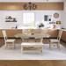 Dining Table Sets, 6 Piece Wood Kitchen Table Set, Home Furniture Table Set with 4 Upholstered Chairs & 1 Long Bench