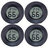 TOYMYTOY 4PC Round Digital Hygrometer Thermometer Embedded Electronic Digital Hygrometer Acrylic Reptile Pet Humidity Meter for Pet Store Home Use (Black)