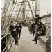 Historic image in sepia of the crew aboard the SS Russia a Cunard liner built by J & G Thomson circa 1880; Glasgow Scotland Poster Print by John Short (16 x 16)