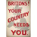 Britons! Your Country Needs You. A poster appeal for recruits issued by the Parliamentary Recruiting Committee in 1914 after the outbreak of the First World War. Poster Print by Ken Welsh (11 x 17)