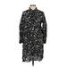 Who What Wear Casual Dress - Shirtdress High Neck 3/4 sleeves: Black Print Dresses - Women's Size X-Small