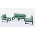 Chelsea Middle Patio Chairs Black Aluminum with Cushions Green - 4-Piece