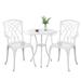 PATIO-IN 3 Piece Patio Set Outdoor Patio Furniture Set Cast Aluminum Bistro Table and Chairs Set of 2 with 1.97 Umbrella Hole for Garden Yard White