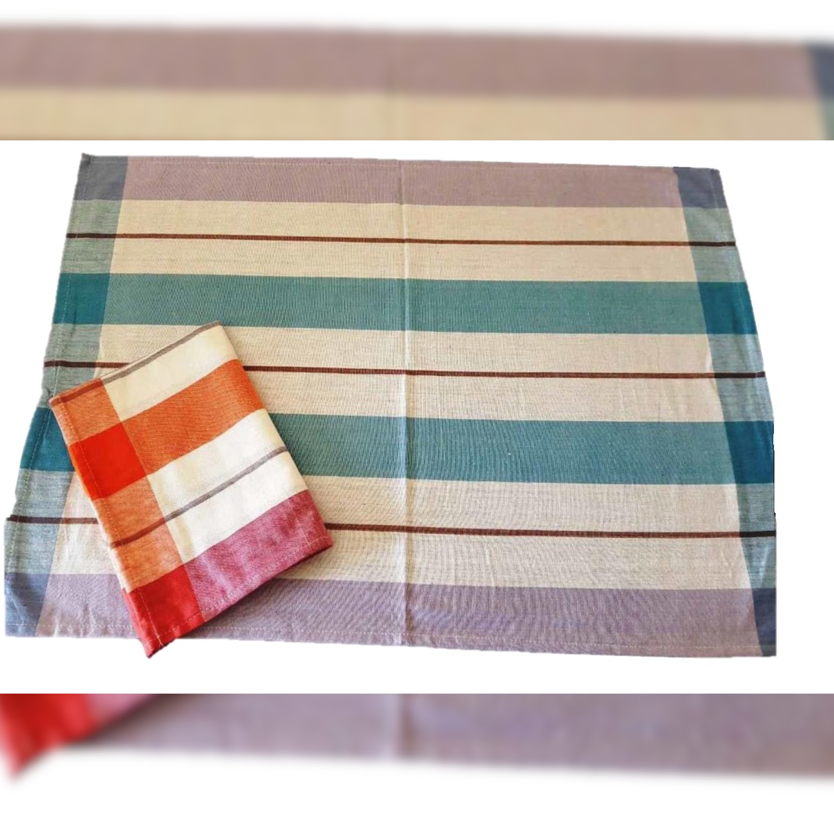 EXKLUSIV HEIMTEXTIL Küchentücher, Geschirrtücher Haushaltstücher 10er Set 5 rot+5 blau gestreift Image