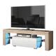 Oliviafurniture - tv Unit 130cm Sideboard Cabinet Cupboard tv Stand Living Room High Gloss Doors - Oak & White - Oak & White