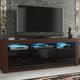 Tv Unit 160cm Sideboard Cabinet Cupboard tv Stand Living Room High Gloss Doors - Walnut & Black - Walnut & Black