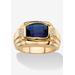 Men's Big & Tall Men'S 2.77 Tcw Created Blue Sapphire And Diamond Accent 18K Gold-Plated Ring by PalmBeach Jewelry in Blue (Size 12)