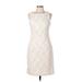 Donna Ricco Casual Dress - Sheath High Neck Sleeveless: White Print Dresses - Women's Size 10