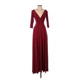 Dessy Collection Cocktail Dress - Formal V Neck 3/4 Sleeve: Red Dresses - New - Women's Size 2X-Small
