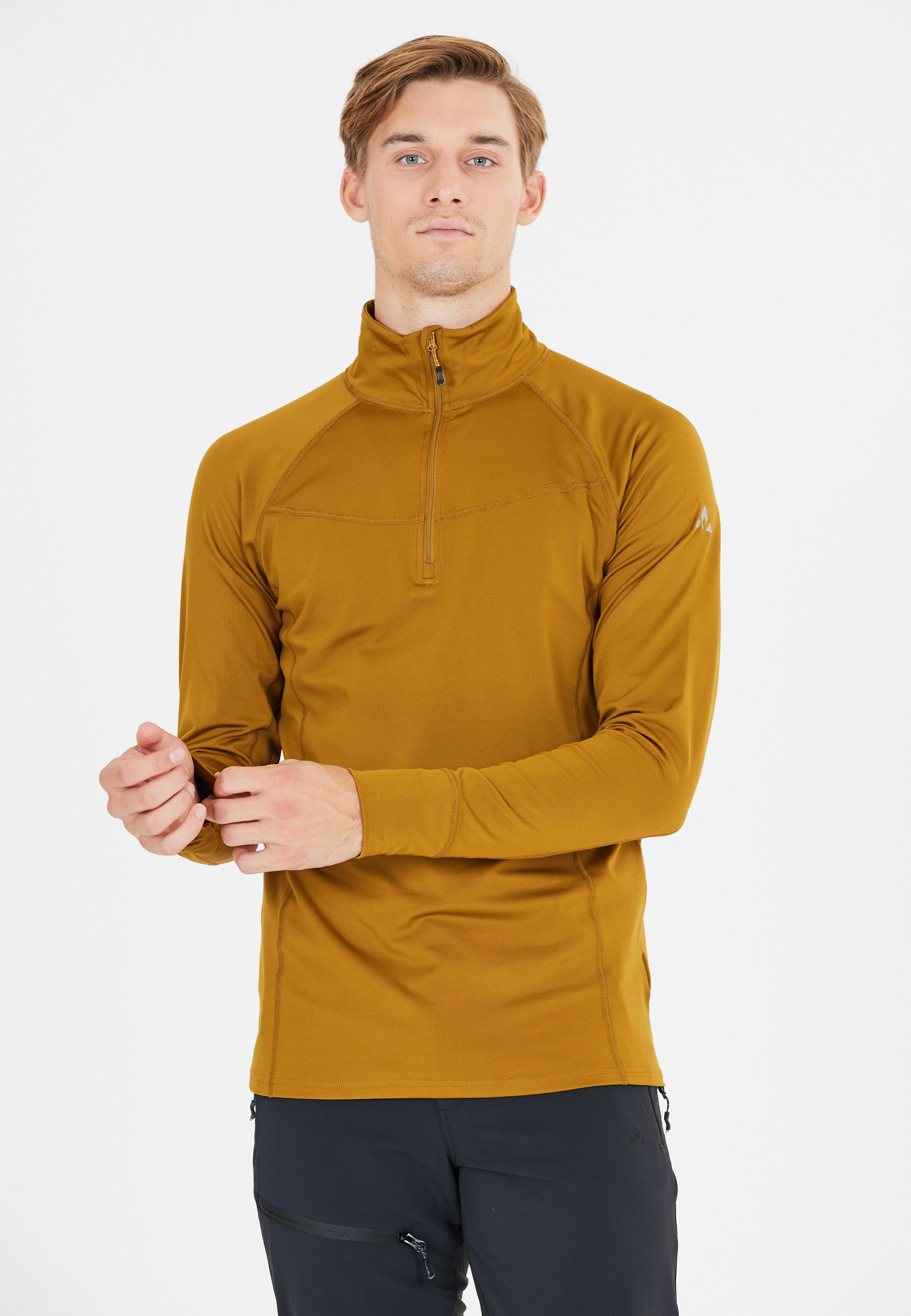 Langarmshirt WHISTLER "Baggio", Herren, Gr. S, braun (espresso), 92% Polyester, 8% Elasthan, unifarben, normal, Shirts, mit hochabschließendem Kragen Image