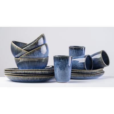 Kombiservice GIPFELSTÜCK "Geschirr-Set, Service Wilde Schlucht", blau, 16 tlg., Steinzeug, Geschirr-Sets, Scandi-Style, jedes Stück ein Unikat, 16 Teile, für 4 Personen Image