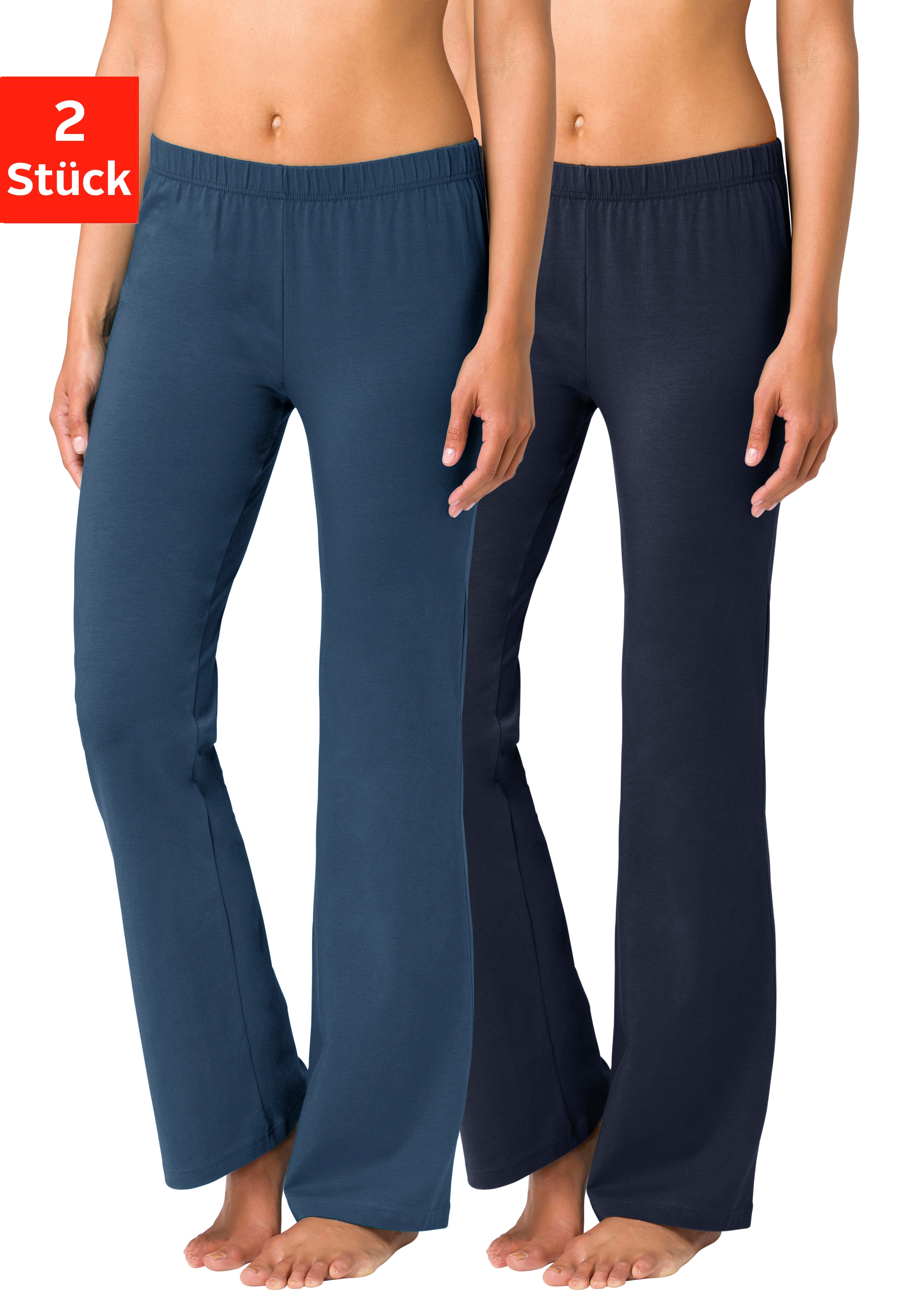 Jazzpants VIVANCE ACTIVE, Damen, Gr. 52/54, N-Gr, blau (1x jeans, 1x denim), Single Jersey, Obermaterial: 95% Baumwolle, 5% Elasthan. Obermaterial Melange: 60% Baumwolle, 35% Polyester, 5% Elasthan, unifarben, Basic, Basic lang, Hosen, mit leicht... Image