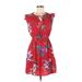 Old Navy Casual Dress - Mini: Red Floral Dresses - Women's Size Medium