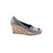 TOMS Wedges: Silver Solid Shoes - Women's Size 10 - Open Toe