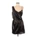 Leith Casual Dress - Mini Plunge Sleeveless: Black Solid Dresses - Women's Size Medium